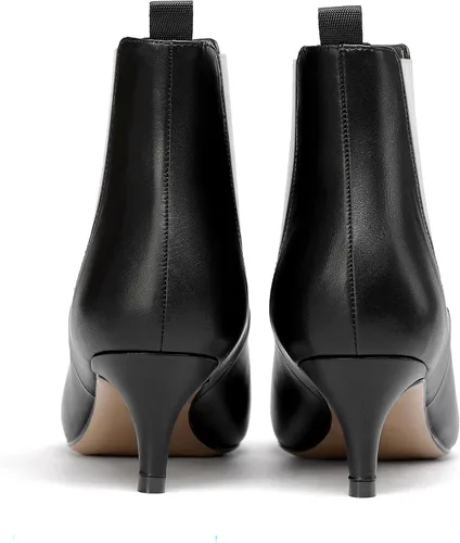 Miniatura 4 de WAYDERNS Botas de tacón bajo para mujer, estilo casual, puntera puntiaguda, patente, boda, gatito, de 2 pulgadas