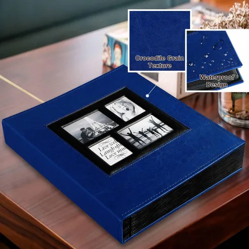 Miniatura 3 de Ywlake - Álbum de fotos de 4 x 6 pulgadas con 500 bolsillos, capacidad extragrande, para fotos familiares o de boda, capacidad para 500 fotos Azul