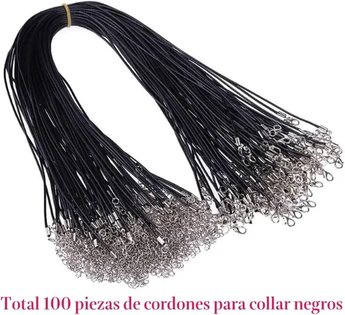 Miniatura 2 de Selizo - 100 unidades de cordón para collar para hacer joyas, cuerda encerada negra para suministros de fabricación de pulseras Negro