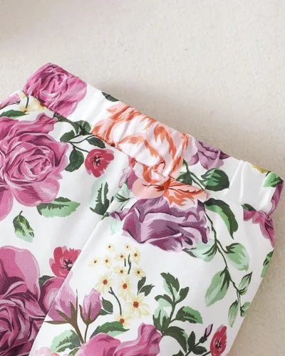 Miniatura 80 de Renotemy Conjunto de ropa para bebé recién nacida, mameluco con volantes, pantalones florales, lindo conjunto de ropa para bebé niña