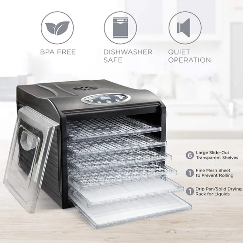 Miniatura 4 de Deshidratador eléctrico de alimentos de mesada, cecina de vaca, Negro