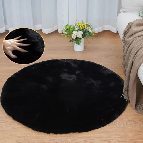 Miniatura 13 de ORINOVA Alfombra de felpa marrón claro beige de 8 x 10 pies para sala de estar, alfombra bohemia esponjosa de piel de conejo grande para dormitorio