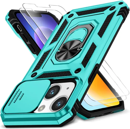 Miniatura 39 de Funda HakkTaoo para iPhone 13/iPhone 14 de 6.1 Pulgadas con Funda Deslizante para Cámara + Protector de Pantalla (2 Paquetes), Funda Protectora a