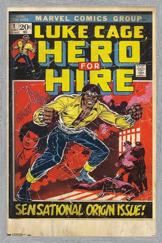 Miniatura 13 de Trends International Marvel Comics Luke Cage - Hero for Hire Cover #1 Wall Poster, 22.4L x 14.7W, Barnwood Framed Version