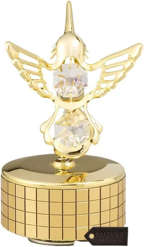 Miniatura 2 de Matashi Regalo de Navidad para mujer, caja de música de colibrí con cristal chapado en oro de 24 quilates, pieza de exhibición de mesa