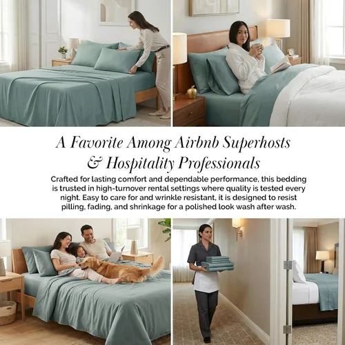 Miniatura 177 de Southshore Fine Living, Inc. Juego de 7 piezas de sábanas King divididas para cama ajustable, juego de sábanas King divididas con bolsillo de 21