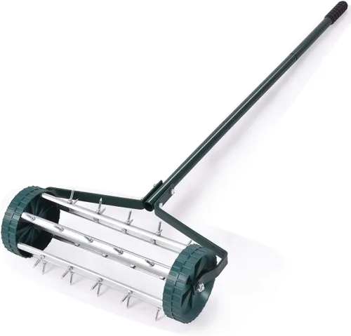 S AFSTAR Aireador de césped rodante de 17 pulgadas, rodillo aireador de césped con mango antideslizante de 50 pulgadas y picos de púas, herramienta