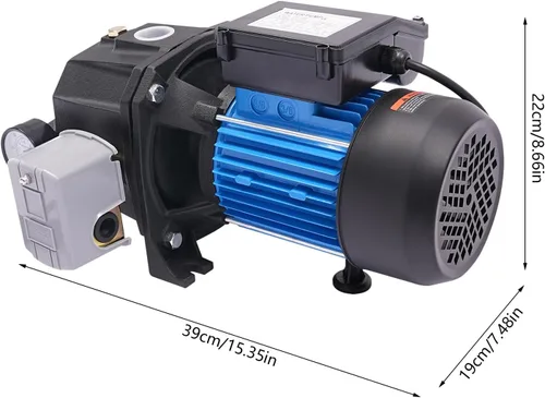 Miniatura 4 de 1HP Bomba de pozo poco profundo, bomba de agua portátil de hierro fundido - Cabeza máxima de 183.7 pies, bombas de presión de agua con interruptor