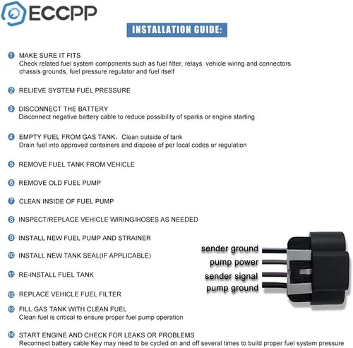 Miniatura 5 de ECCPP Repuesto de bomba de combustible E2237S compatible con vehículos Ford - 4.2L 4.6L 5.4L, F-150 F150 1999-2003, F-250 F250 1999, F-150 Heritage