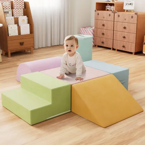 Miniatura 10 de 4 piezas de bloques de espuma para escalar para niños pequeños, gimnasio de escalada para bebés con espuma de ultra alta densidad para gatear