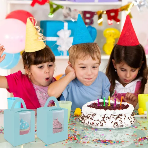 Miniatura 4 de Cajas para magdalenas, 30 cajas individuales para cupcakes, recipientes individuales para magdalenas, soportes para cupcakes, contenedores de Azul
