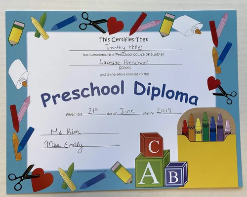 Miniatura 7 de Creative Shapes Etc. Paquete de 30 certificados de diploma preescolar de 11 x 8.5 pulgadas para días de graduación preescolar y logros escolares.