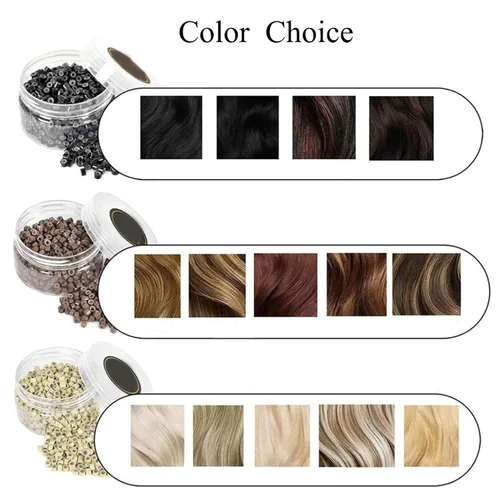 Miniatura 3 de 500 anillos de silicona con microeslabones de 0.197 in para extensiones de cabello, herramientas de microenlaces de aluminio para extensiones