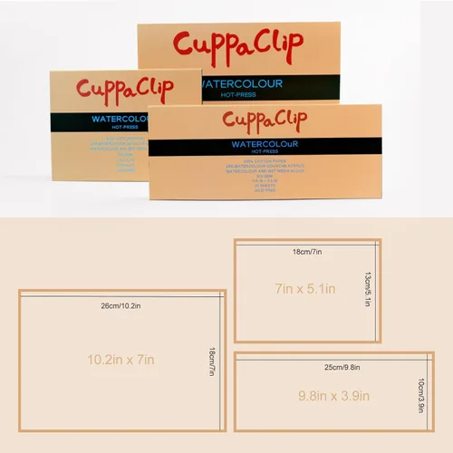 Miniatura 3 de CuppaClip Bloque de Papel de Acuarela de Algodón Puro Libreta de Papel de Arte 300GSM(140LB) Libre de Ácido 20 Hojas Suministros de Arte de Acuarela