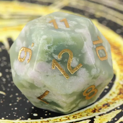 Miniatura 4 de Dados poliédricos DND de piedras preciosas de jade auspicioso natural, dados de juego de rol para juegos de mesa TRPG juegos de mazmorras y dragones