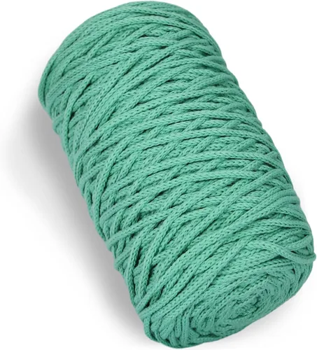 Miniatura 34 de 200g de hilo de algodón hueco tejido a crochet, hilo redondo de tela para bolso de mano de bricolaje, canasta, cojín, bolsa de crochet (Azul Aqua)