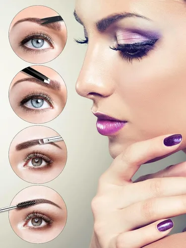 Miniatura 5 de EBANKU 7 Uds. Herramientas de cepillo de peine de pestañas, cepillo de cejas, peine separador de pestañas, herramienta profesional para cejas