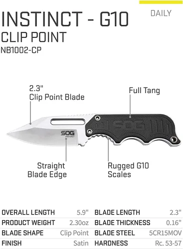 Miniatura 2 de Cuchillo fijo y compacto SOG Instinct, cuchilla de 2.3 pulgadas