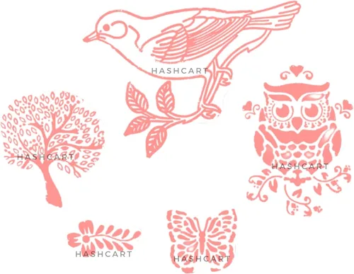 Miniatura 3 de Juego de 5 sellos de impresión de madera, estampados florales de pájaros tallados a mano para hacer tarjetas, álbumes de recortes y manualidades