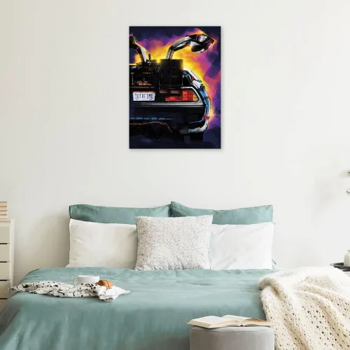 Miniatura 2 de Fine Art Canvas Lienzo BTTF Delorean de la artista Nikita Abkumov para sala de estar, dormitorio, baño, cocina, oficina, bar, comedor y habitación