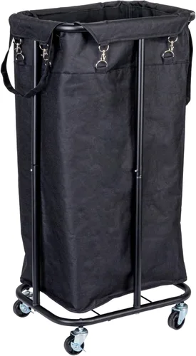 Miniatura 11 de Household Essentials Clasificador de ropa rodante de 2 bolsas, color negro Negro/Negro