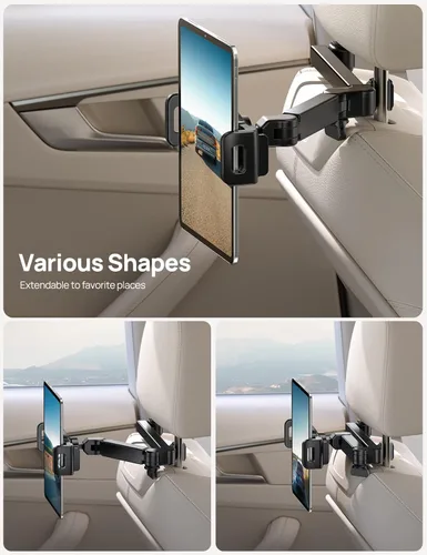 Miniatura 3 de Aomiker Soporte para iPad reposacabezas de automóvil – [Brazo extensible] Soporte ajustable para tablet 2025 para asiento trasero del automóvil