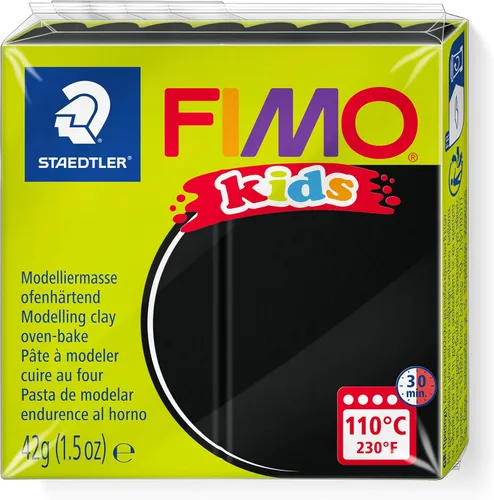 Staedtler FIMO - Arcilla polimérica extrasuave para niños, arcilla de horno para modelar, joyas, artes y manualidades, color negro 8030-9