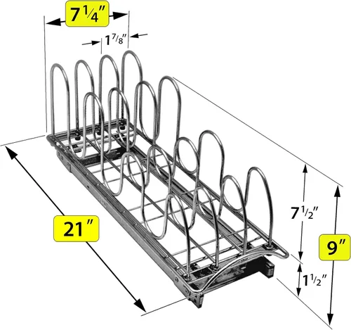 Miniatura 5 de LYNK PROFESSIONAL® Organizador de tapas extraíbles para ollas y sartenes debajo del gabinete, organizador de hojas de galletas para gabinete, cajón
