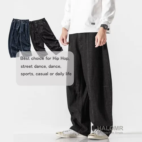 Miniatura 3 de Pantalones vaqueros de carpintero de ajuste relajado para hombre, pantalones de mezclilla de algodón anchos y grandes Hip Hop