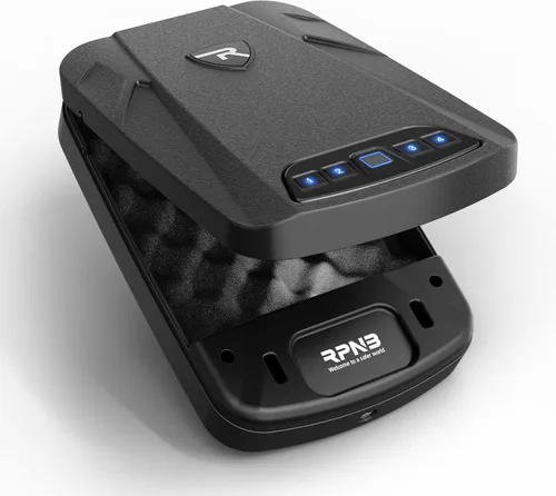 RPNB - Caja fuerte para armas, caja fuerte biométrica para pistola, caja fuerte para pistola para mesita de noche con huella digital biométrica,