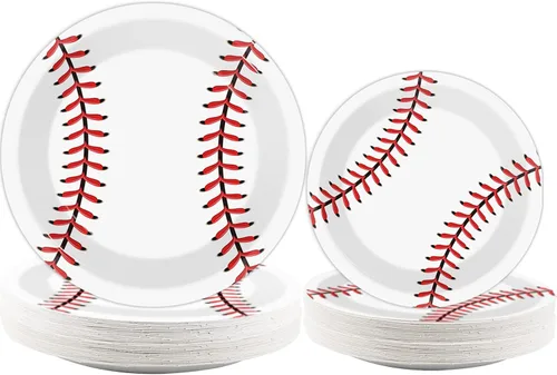 Paquete de 72 piezas de suministros para fiesta de béisbol, juego de platos de papel desechables para fiesta de béisbol, cenas, platos de postre de