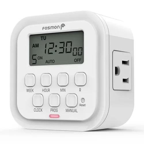 Miniatura 15 de Fosmon Temporizador de cuenta regresiva enchufable de doble salida, temporizador de luz interior para tomas de corriente, 15-30 minutos, ajustes