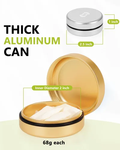 Miniatura 3 de OZCHIN Lata de metal para ZYN para Snus – 2 latas – Contenedor portátil hermético de aluminio sin olor, a prueba de olores, tapa de rosca, a prueba