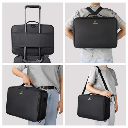 Miniatura 5 de MONSTINA Estuche de maquillaje grande, bolsa de maquillaje de 3 capas, organizador de cosméticos, bolsa de tren de peluquería, caja de artista
