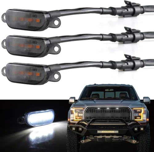 Miniatura 11 de Boigoo Luces de rejilla delanteras compatibles para Ford F-150 Raptor 2004-2019 y Dodge Ram 1500 2013-2018, rejilla de posventa, rejilla decorativa