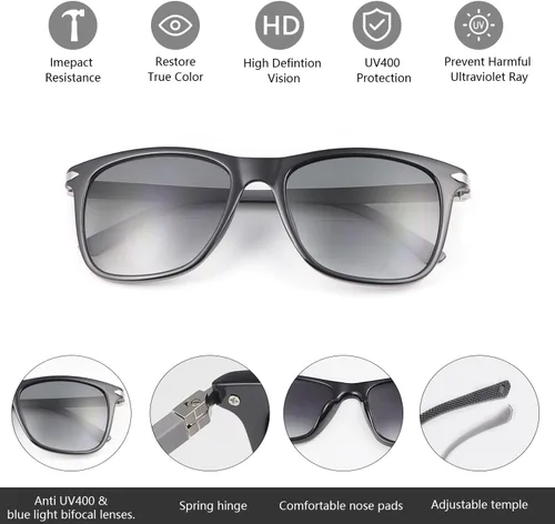 Miniatura 5 de YIMI Gafas de sol bifocales polarizadas para lectura con protección UV400, lentes de bloqueo de luz azul, lentes de lectura bifocales tintadas