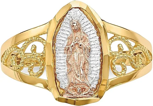 Miniatura 4 de ICE CARATS Anillo de oro blanco de dos tonos de 14k para mujer, joyería fina religiosa para ella, regalos para ella, Oro