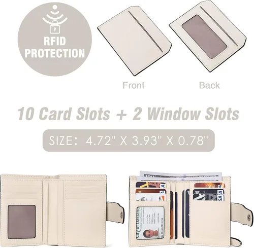 Miniatura 2 de BOSTANTEN - Billetera de cuero para mujer con bloqueo RFID, pequeña, con cremallera, de bolsillo, para tarjetas, con ventana para documento