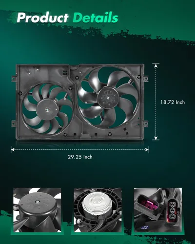 Miniatura 2 de SCITOO Conjunto de ventilador de refrigeración del condensador del radiador del motor compatible con 1999-2005 para VW para Beetle 1.8L, 1998-2006