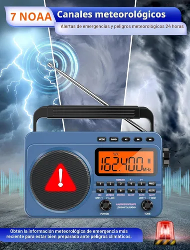 Miniatura 5 de Radio digital AM FM de onda corta con la mejor recepción, radio portátil recargable de 4000 mAh con alerta meteorológica NOAA, altavoz grande