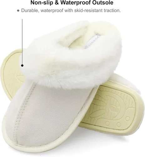Miniatura 5 de Besroad Pantuflas de invierno peludas para la casa, sandalias de felpa de piel sintética esponjosas, zapatos cálidos para mujer