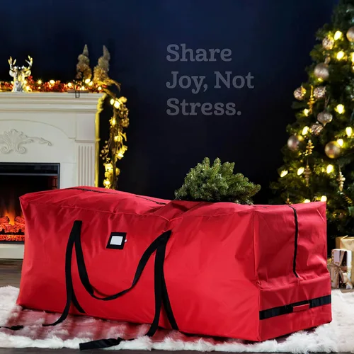 Miniatura 2 de Bolsa de almacenamiento rodante y grande para árbol de Navidad que se adapta a hasta 9 pies. Bolsa de tela duradera 600D con asas duraderas y ruedas