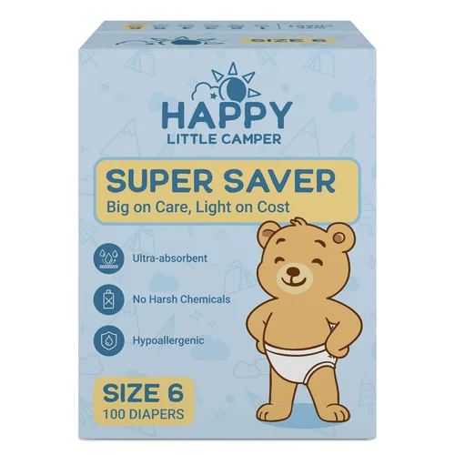 Miniatura 16 de Happy Little Camper Pañales desechables naturales para bebés, ultraabsorbentes, talla 1 - hipoalergénicos, sin perfume y sin cloro (200 unidades)