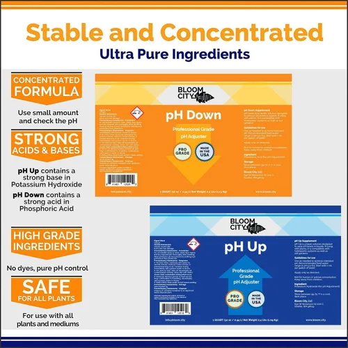 Miniatura 3 de Kit de control de pH Up + Down profesional Bloom City para una absorción óptima de nutrientes (Dos botellas de 1/2 pinta) 16 oz totales