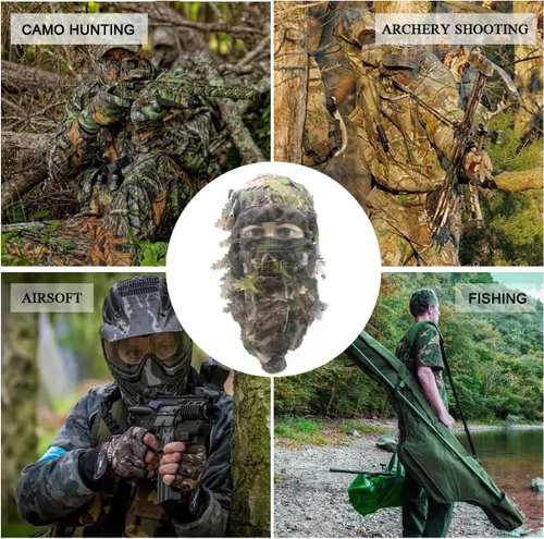 Miniatura 5 de Ghillie Camouflage Leafy Hat 3D Full Face Mask Headwear Turkey Camo Hunter Hunting Accessories