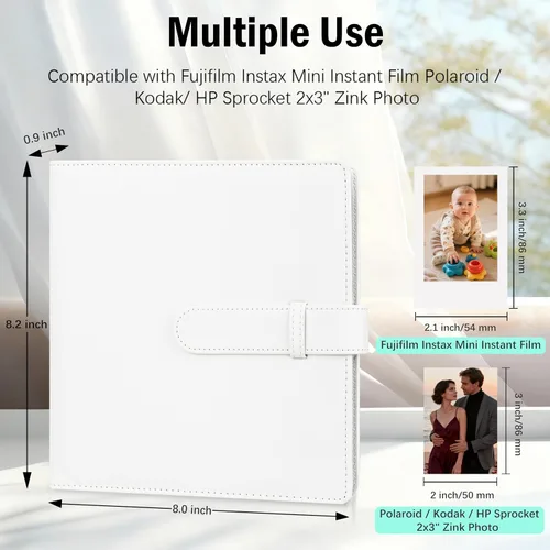 Miniatura 4 de Veicevol - Álbum de fotos con 256 bolsillos para cámara Fujifilm Instax Mini, color blanco For 2x3 in Polaroid Camera, Photo Album for Fujifilm