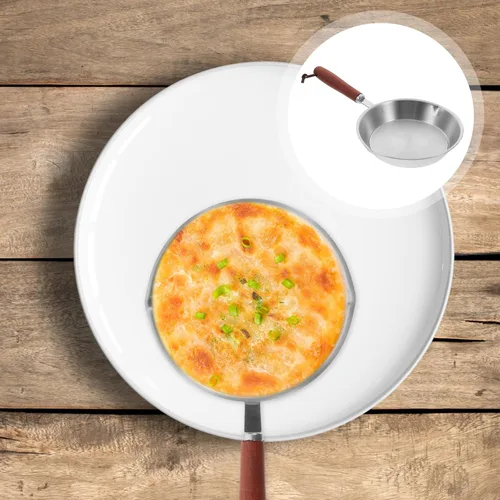 Miniatura 7 de SHERCHPRY Mini sartén para huevos, sartén antiadherente para tortillas, sartén redonda de acero inoxidable, sartén de cocina con asa para inducción