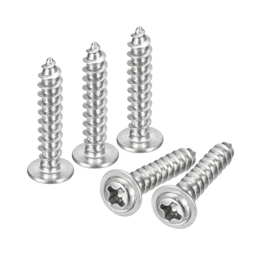 Miniatura 13 de uxcell ST3x6mm Phillips Pan Head Tornillo Autorroscante con Arandela, 100 piezas - Tornillo de madera de acero inoxidable 304 rosca completa (plata)