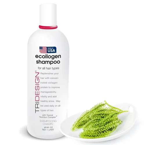 Miniatura 7 de TRIDESIGN Ecollogen Champú hidratante – Cuidado del cabello hidratante y voluminizador para cabello natural, unisex, fórmula espesante – Limpiador