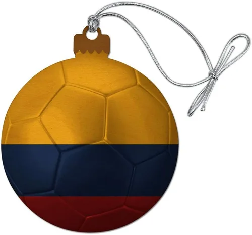 GRAPHICS & MORE Bandera de Colombia Balón de Fútbol Fútbol Madera Árbol de Navidad Adorno de vacaciones